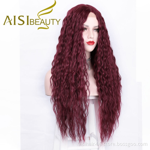 Pre Plucked Machine Made Fiber Curly Bug Small Lace Frontal Top Grade Anime Ombre Cosplay Synthetic Hair Wig